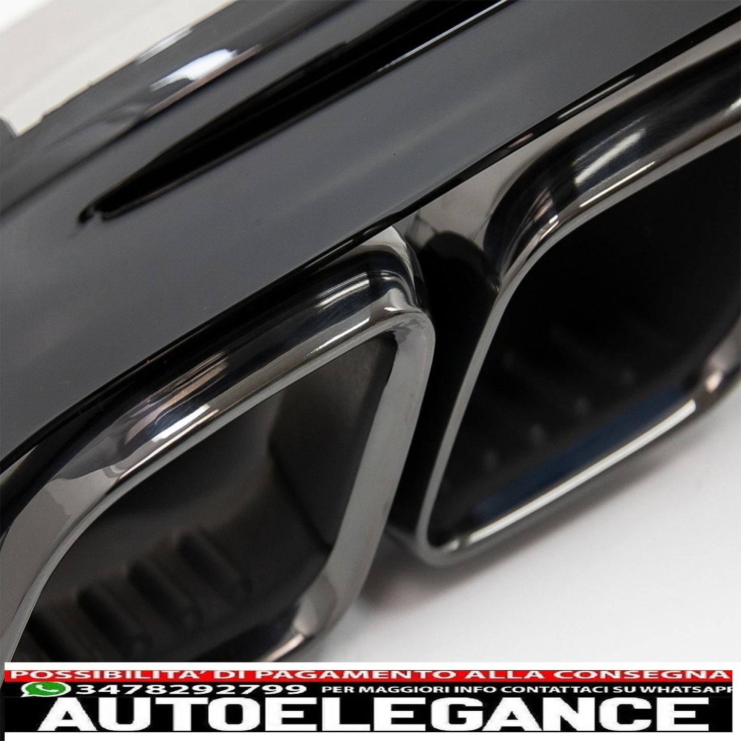 diffusore paraurti posteriore adatto a mercedes classe c w205 s205 (2014-2020) c63s design punte nere solo per amg sport line