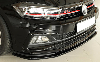 SPLITTER ADATTO PER VW POLO AW1 GTI GTD RLINE LOOK NERO LUCIDO DESIGN SPORTIVO