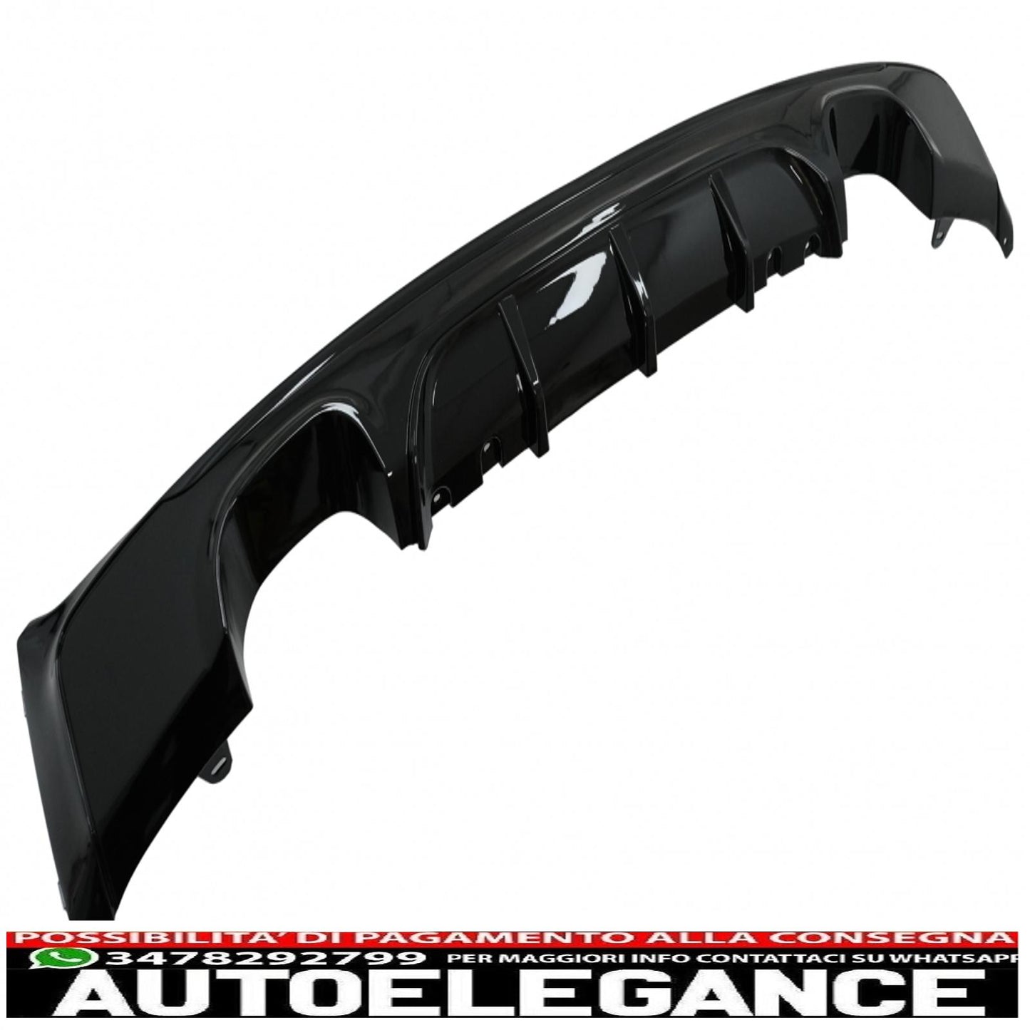 Rear Diffuser Double Outlet with Exhaust Tips Piano Black Suitable for BMW 2 Series F22 F23 (2013-) M Design 