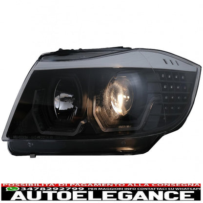 Fari anteriori angel eye 3d a led adatti per bmw serie 3 e90 limousine e91 touring (03.2005-08.2008) guida a sinistra nera