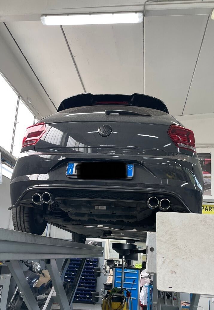 VW POLO AW1 REAR DIFFUSER UNDER BUMPER FOUR TIP GLOSS BLACK