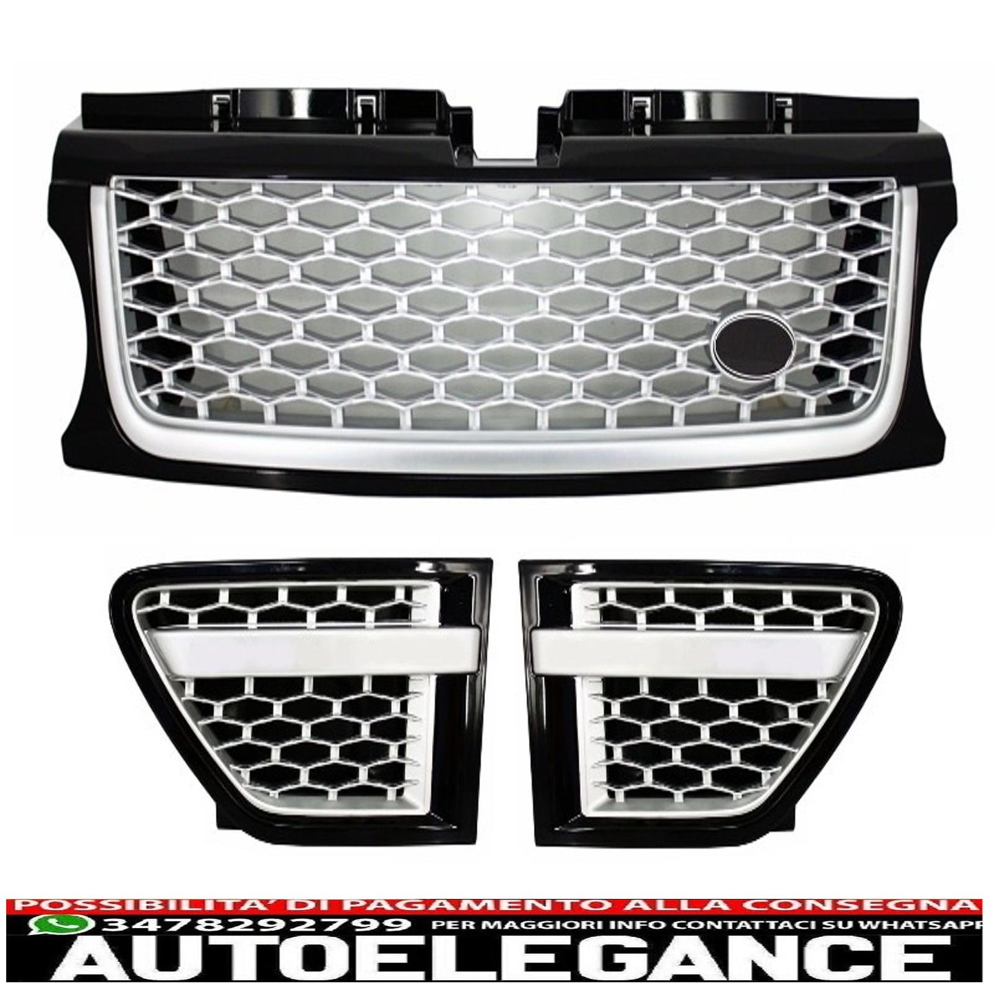 conversione anteriore adatta per Land Range Rover Sport L320 (2005-2013) design autobiografia paraurti fari cofano e parafanghi AUTOELEGANCERICAMBI