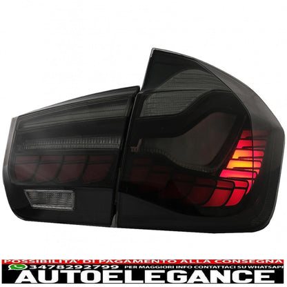 conversione dei fanali posteriori oled al design m4 adatti per bmw serie 3 f30 pre lci e lci (2011-2019) f35 f80 fumo rosso con luci di svolta sequenziali dinamiche AUTOELEGANCERICAMBI