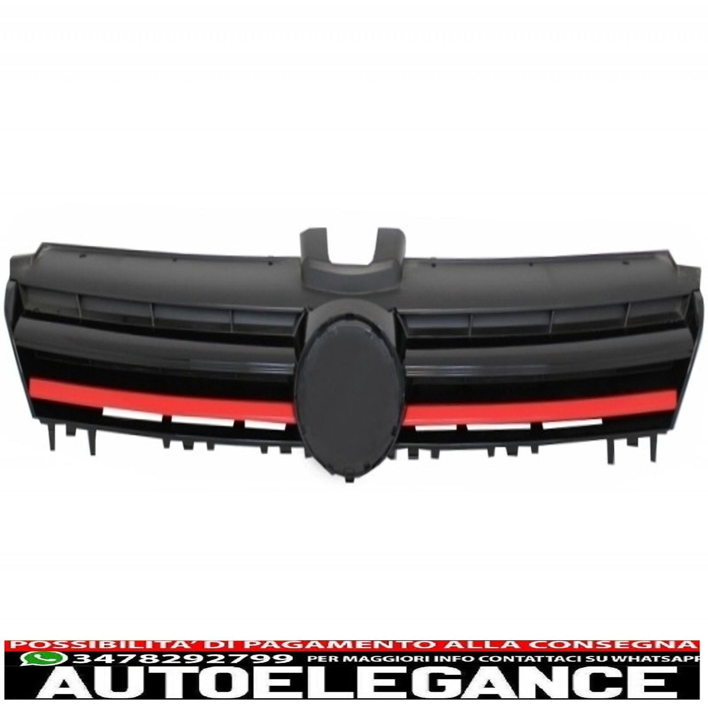 front bumper with led headlights dynamic sequential cornering lights and red grille suitable for vw golf vii 7 5g (2013-2017) facelift g7.5 gti look