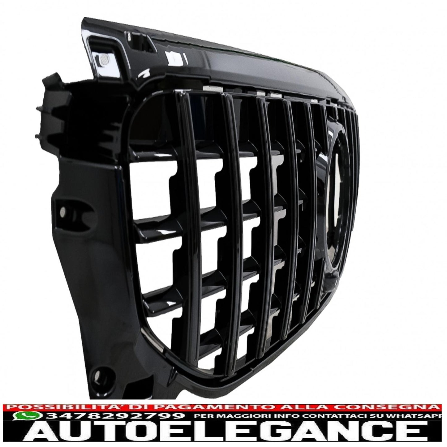 front grill suitable for mercedes glb class x247 (2019-up) gt-r panamericana design piano black 