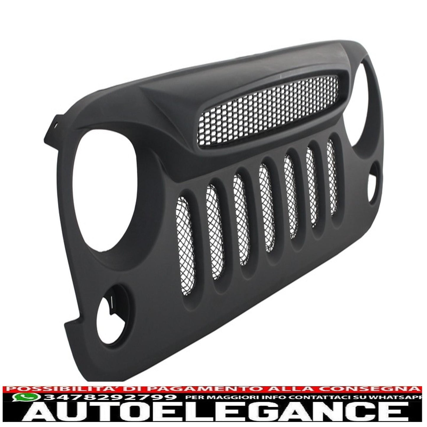 griglia anteriore centrale con indicatore di direzione a LED adatto per Jeep Wrangler / Rubicon JK (2007-2017) maschera Spettro con design Angry Bird