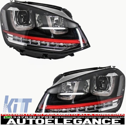 Paraurti anteriore adatto per vw golf vii golf 7 dal 2013 in poi gti look con fari 3d led rossi drl indicatori di direzione