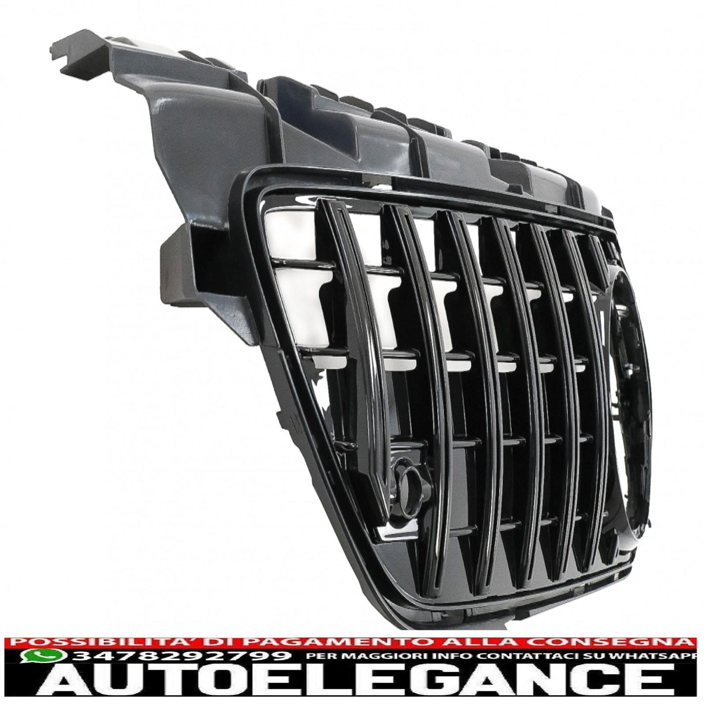 griglia anteriore con rete inferiore adatta per mercedes classe slk r172 (2011-2015) gt-r design panamericana nero
