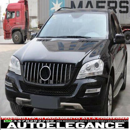 front center grille suitable for mercedes ml w164 facelift (07.2008-2011) gt-r design panamericana black chrome