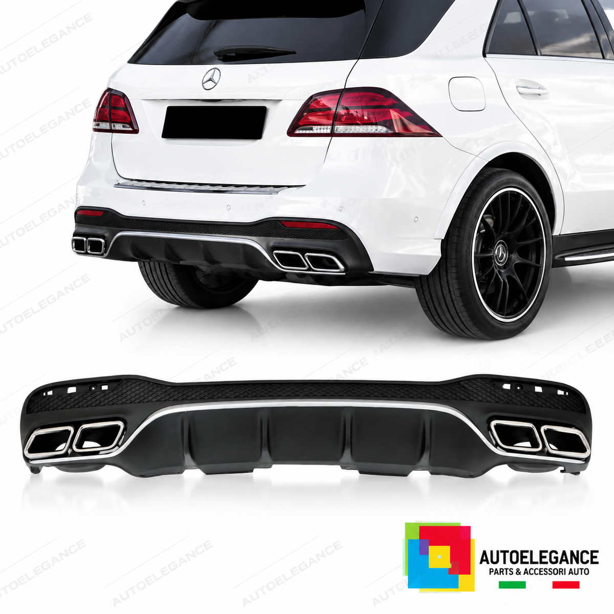 DIFFUSORE ADATTO PER MERCEDES GLE W166 15-19 LOOK AMG GLE63 + TERMINALI