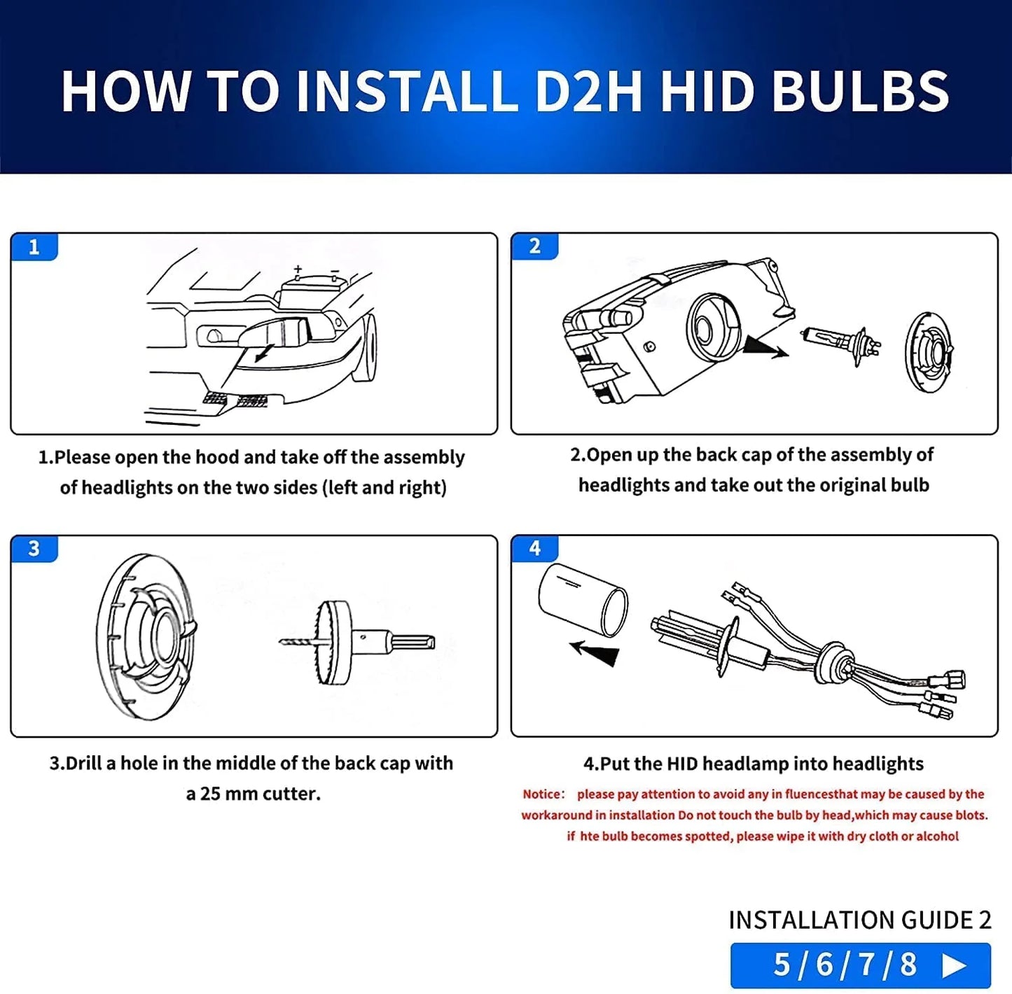LED Headlights DRL + D2H Xenon Bulbs Compatible with Volkswagen Polo MK5 6R 6C 2009–2017 【Not for 1.2 TSI/R】 