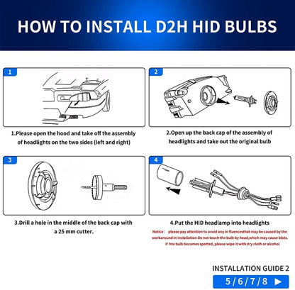 LED Headlights DRL + D2H Xenon Bulbs Compatible with Volkswagen Polo MK5 6R 6C 2009–2017 【Not for 1.2 TSI/R】 