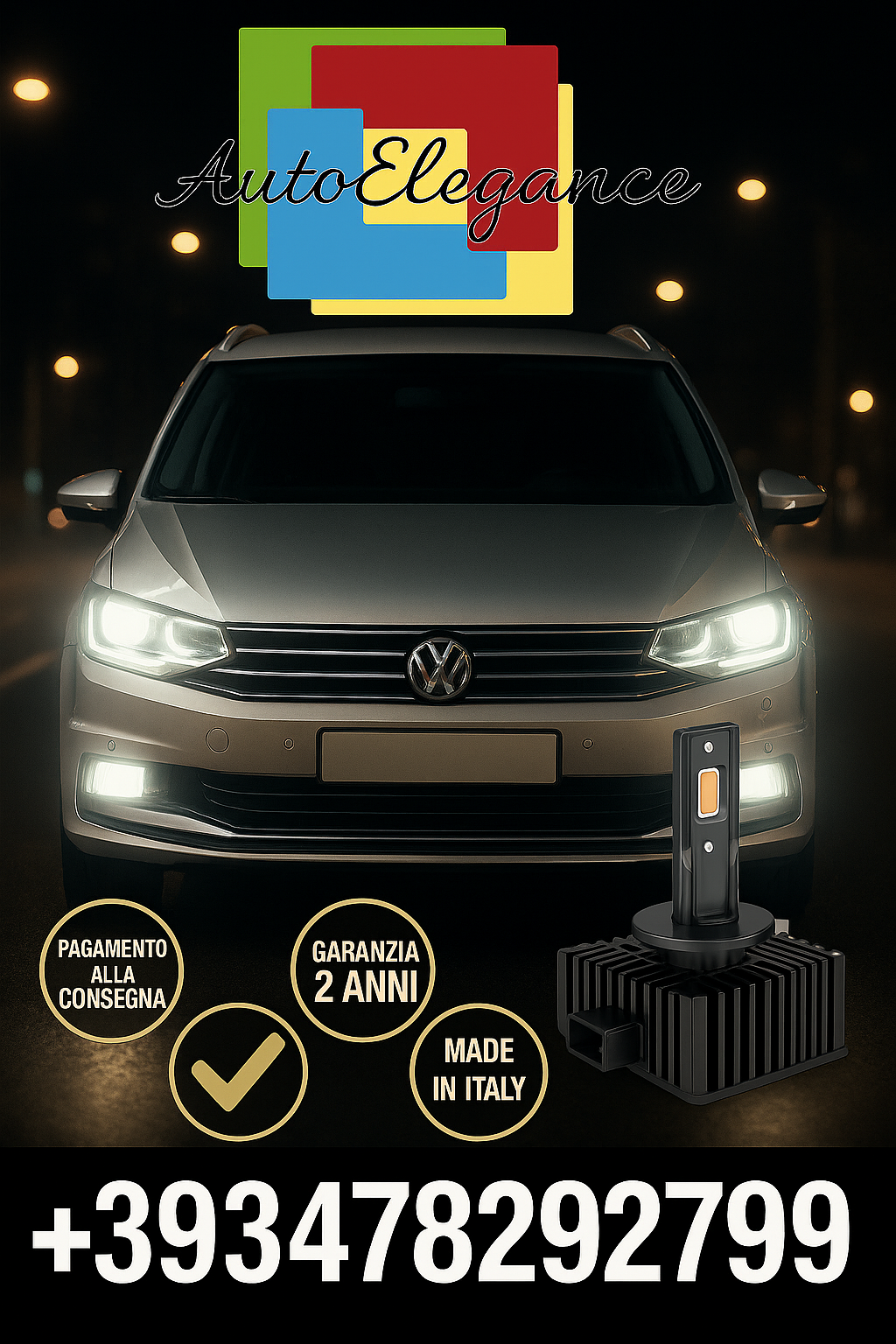 COPPIA LAMPADE D2S LED DA XENON A LED PER   VW Touran