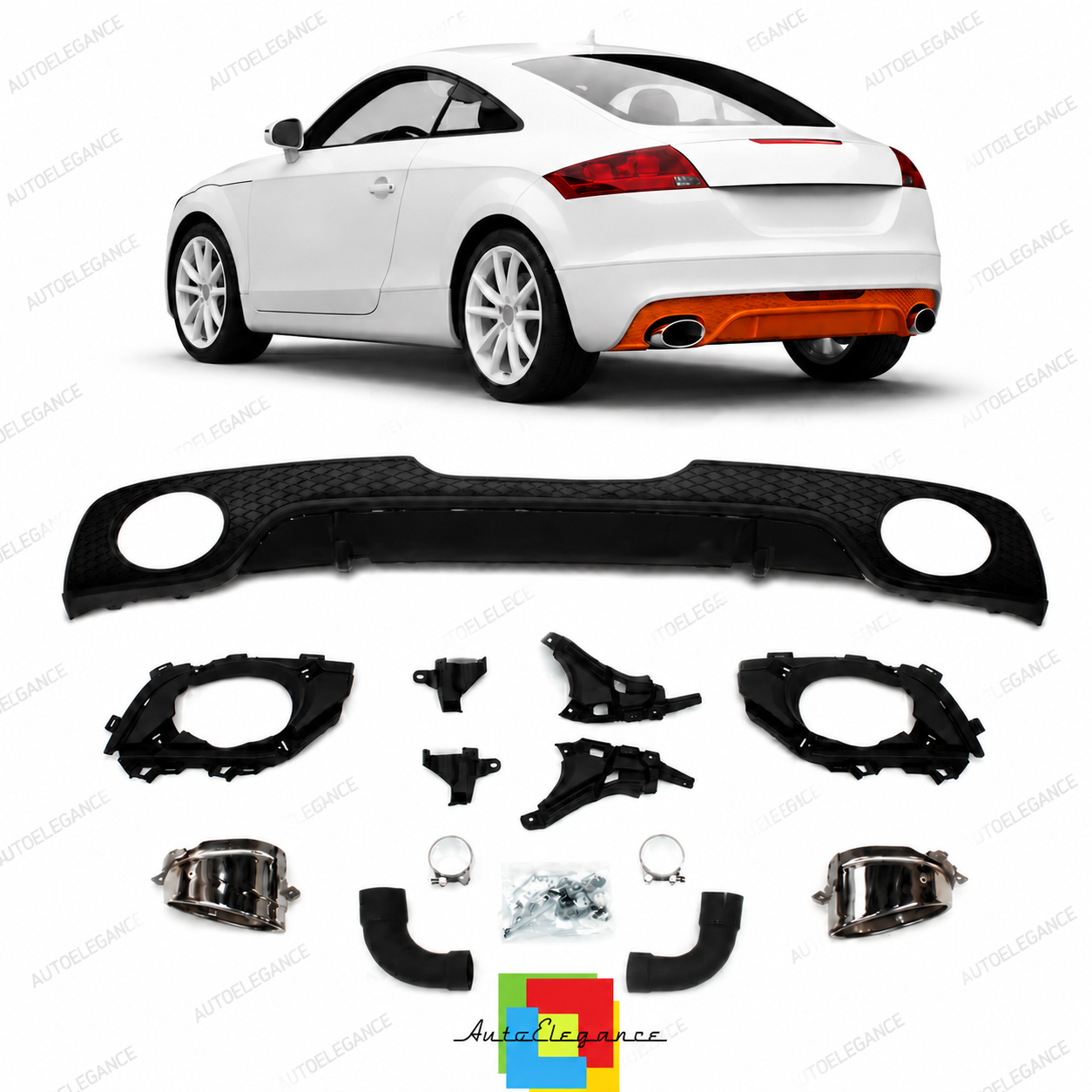 👉Diffusore posteriore con terminali adatto per Audi TT 8J 2008-2014👈