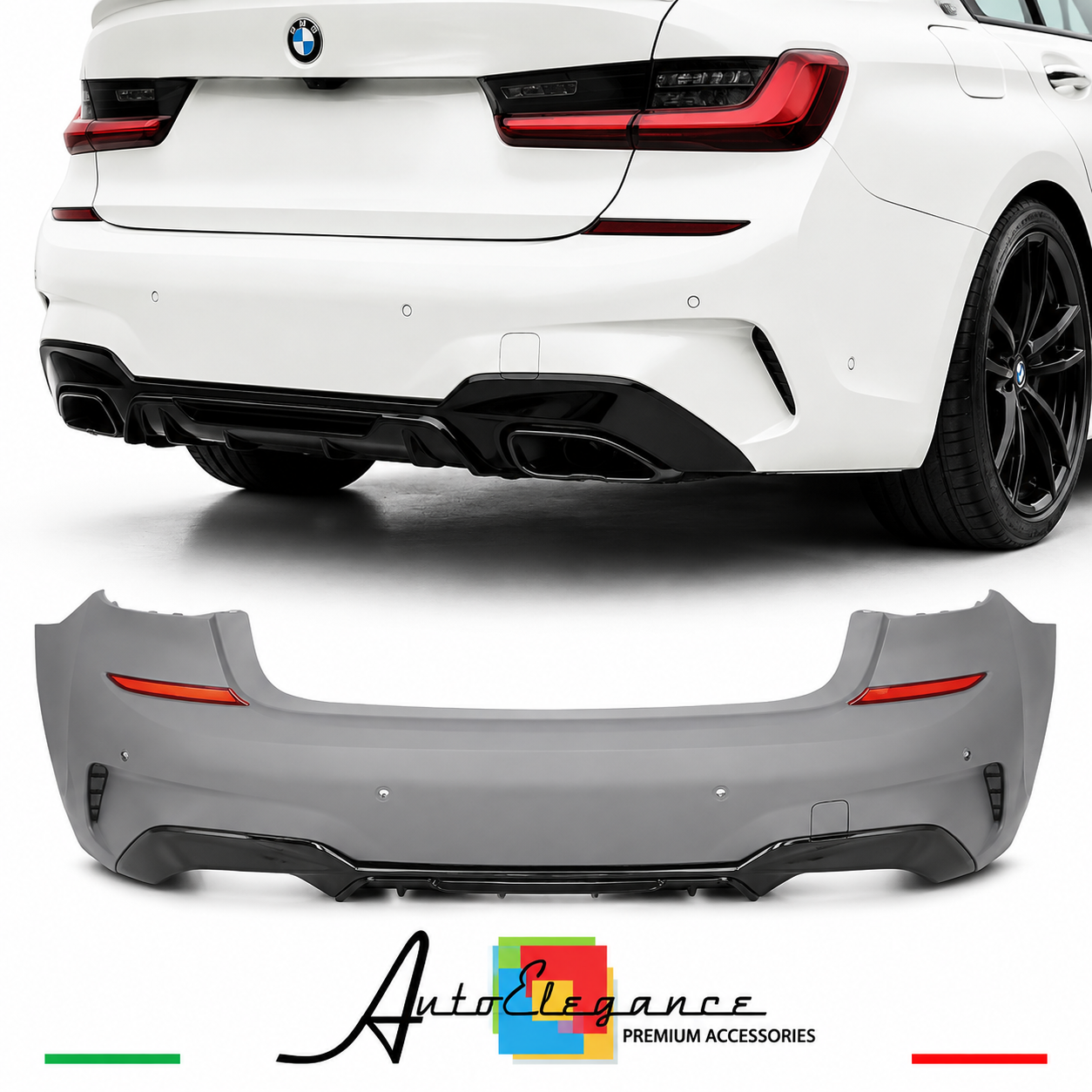 PARAURTI POSTERIORE BMW G20 19-22 LOOK M PERFORMANCE NERO LUCIDO PDC