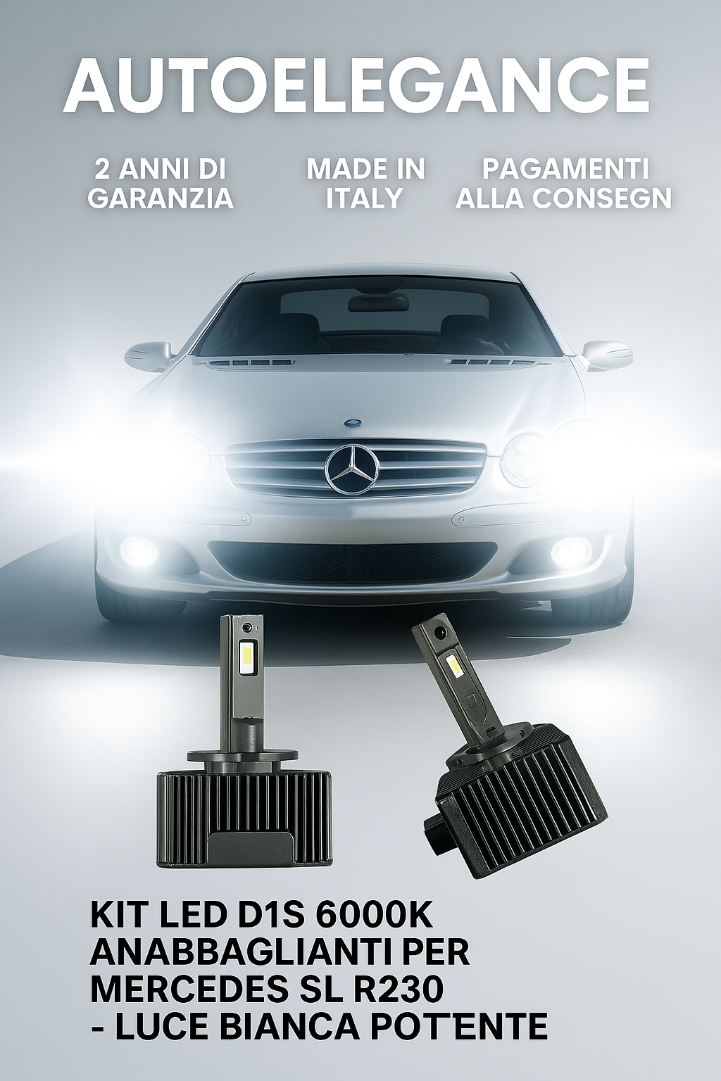 ⭐KIT LED D1S 6000K ANABBAGLIANTI PER MERCEDES SL R230 – LUCE BIANCA POTENTE⭐