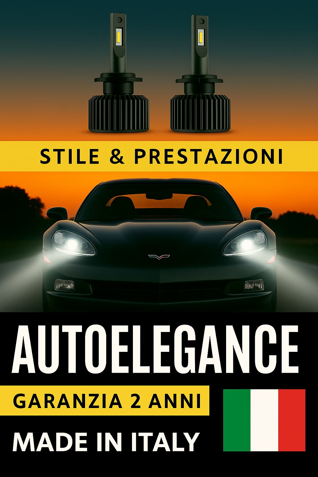 ⭐KIT LED D1S 6000K ANABBAGLIANTI PER CHEVROLET CORVETTE C6– LUCE BIANCA POTENTE⭐