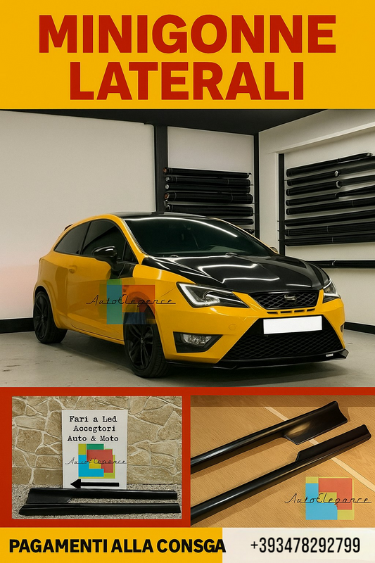 MINIGONNE LATERALI ABS ADATTE PER SEAT IBIZA 6J 2008-2018 SPORTCOUPE 3 PORTE