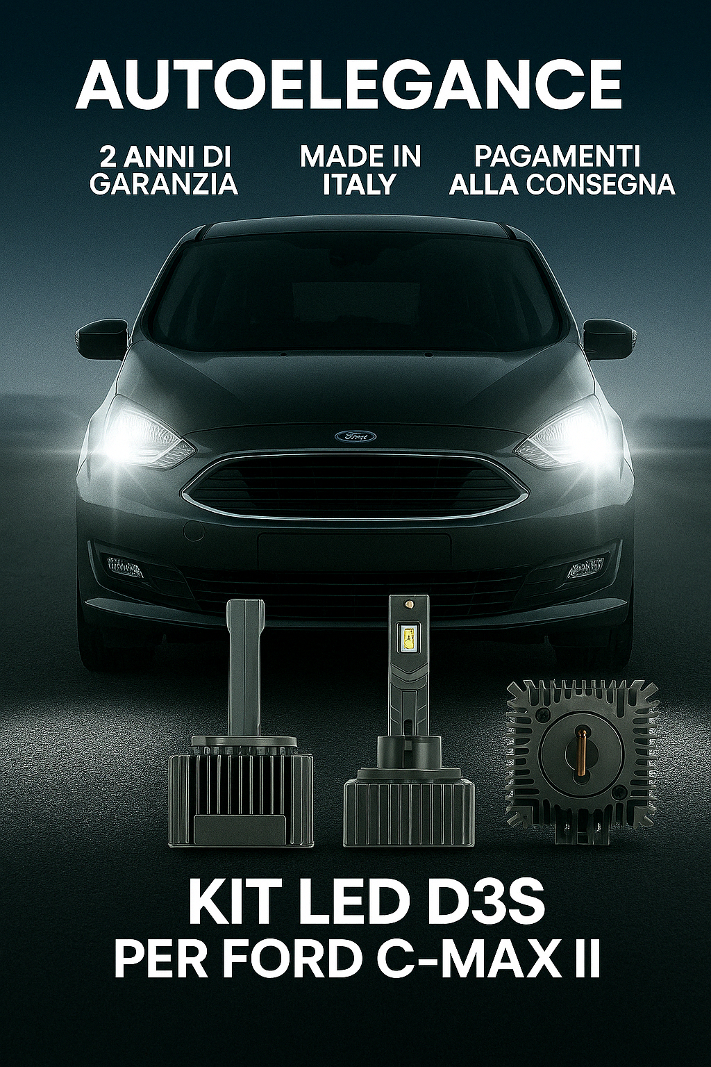⭐KIT XENON D3S 6000K ANABBAGLIANTI PER FORD C-MAX II – LUCE BIANCA POTENTE⭐