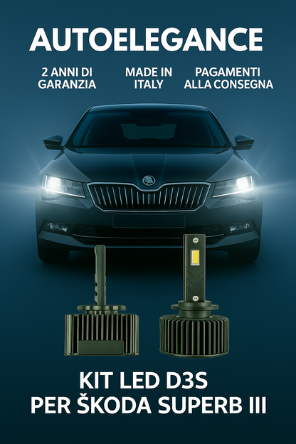 ⭐KIT XENON D3S 6000K ANABBAGLIANTI PER SKODA SUPERB III – LUCE BIANCA POTENTE⭐