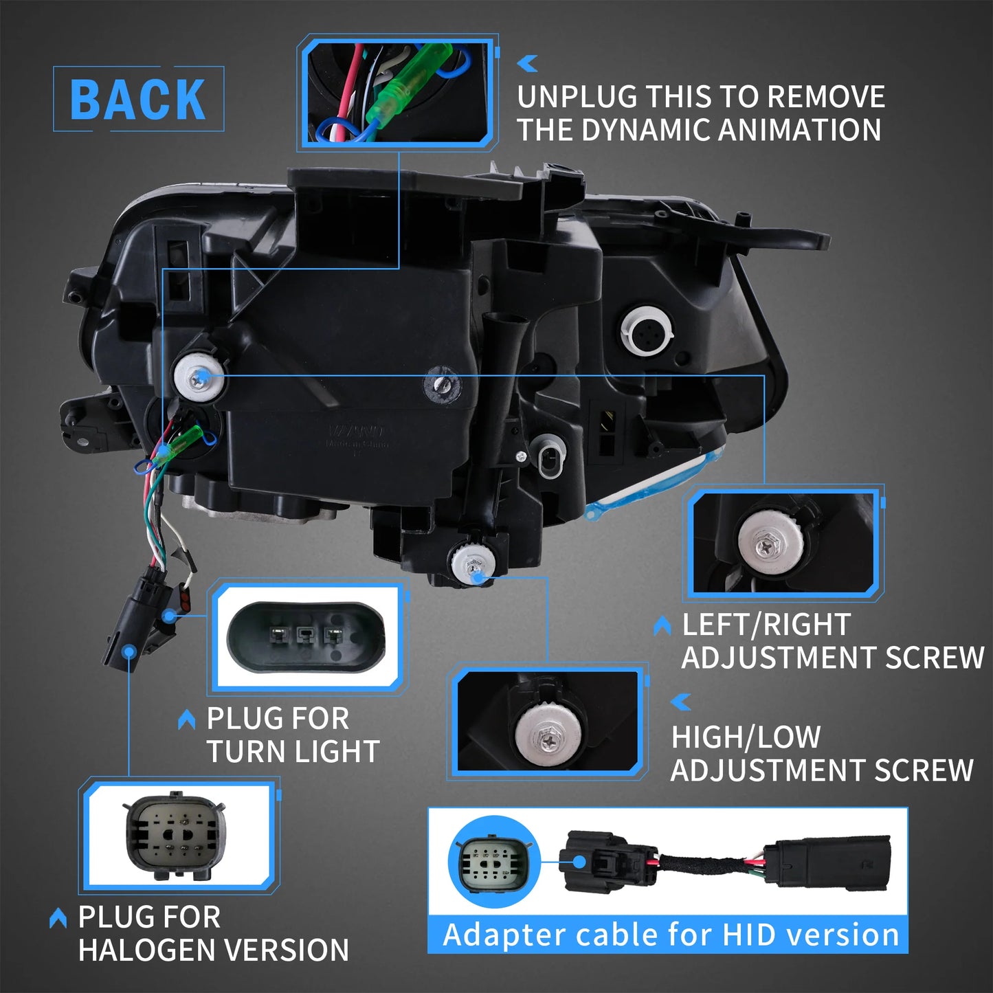 Fari per proiettori per Chevrolet / Chevy Camaro LT SS RS ZL LS 2016-2018