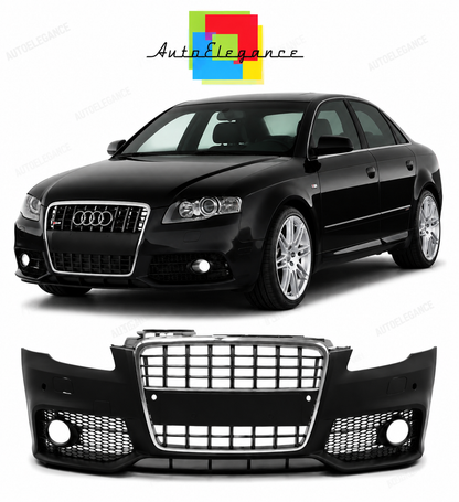 💕PARAURTI ANTERIORE AUDI A4 B7 04-08 LOOK S LINE CROMO NERO PDC SRA💕