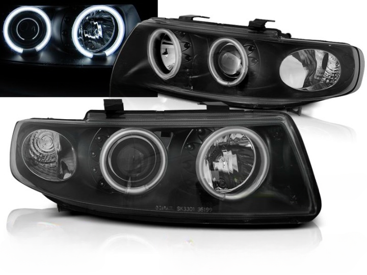 💫ART.6379 FARI ANGEL EYES CCFL NERI adatti per SEAT LEON / TOLEDO 1999-2004💫