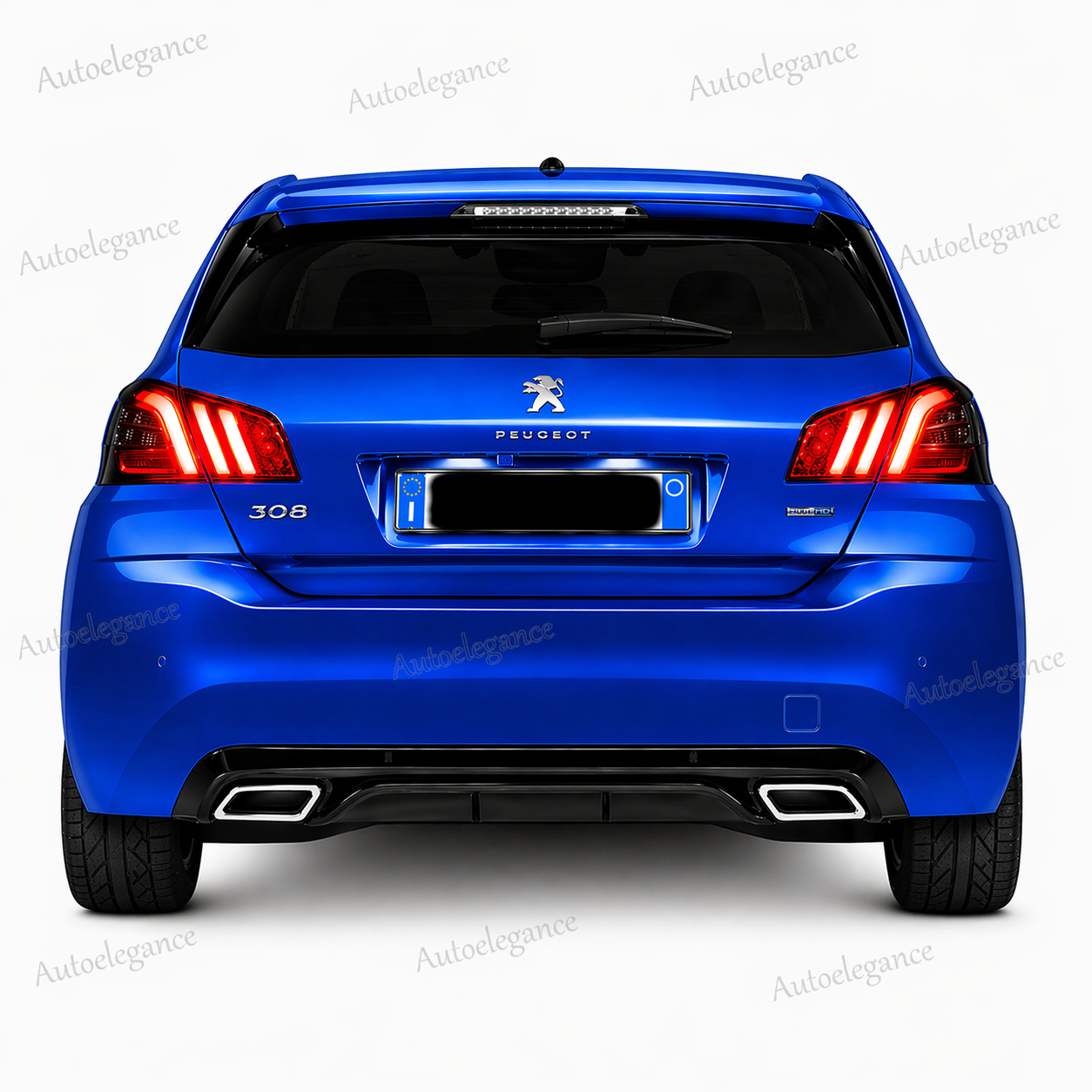 🔥ART.9544 DIFFUSORE PEUGEOT 308 II 5 PORTE 13-21 NERO LUCIDO TERMINALI OVALI🔥