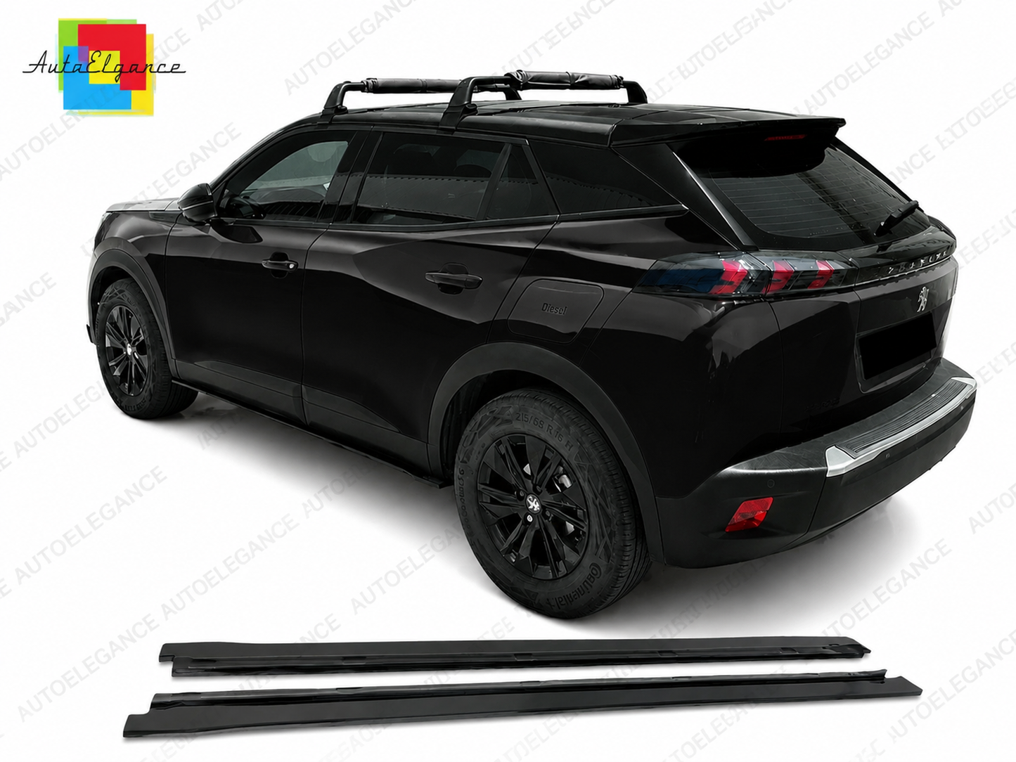 👉Gonne Laterali per Peugeot 2008 MK2 2019+ Prolunghe Sottoporta Nero Lucido👈