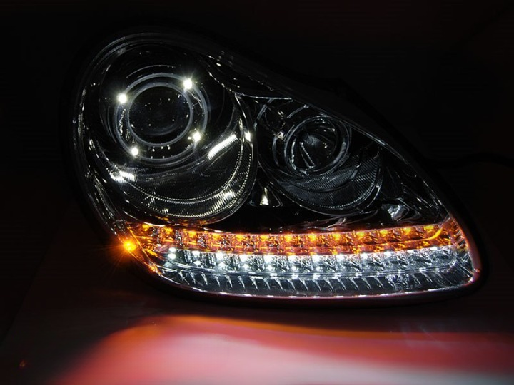 💫ART.4913 FARI ANTERIORI DAYLIGHT CHROME HID PER PORSCHE CAYENNE 2002-2006💫