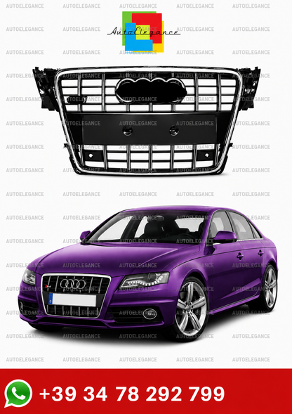 ART.0632 GRIGLIA ANTERIORE AUDI A4 B8 08-12 AVANT BERLINA CALANDRA S4 NERA BORDO CROMATO