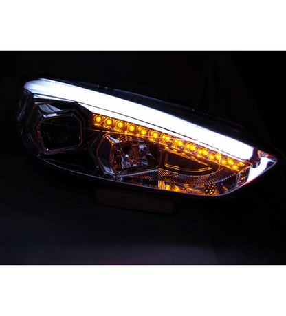 💕 Fari Anteriori Adatto per Ford Focus MK3 15-18 LED DRL Cromati 💕