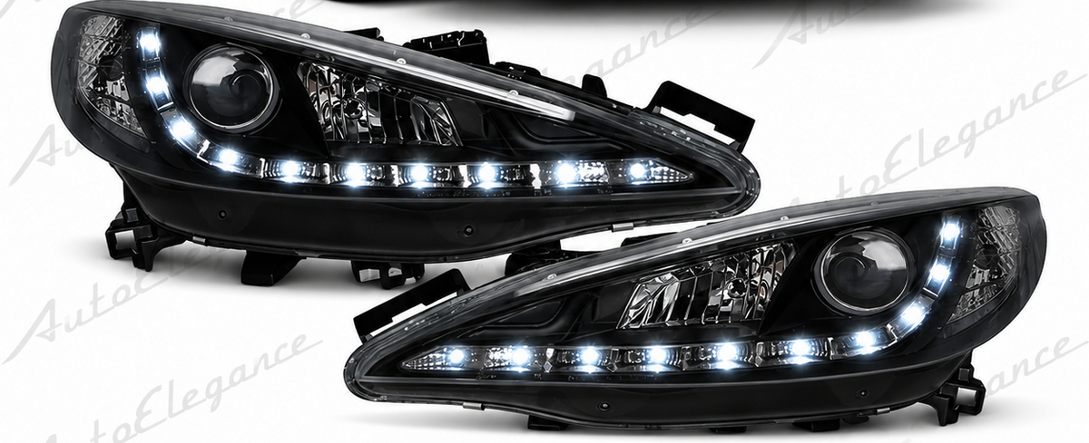 ART.7224 FARI ANTERIORI ADATTO PER PEUGEOT 207 06-12 NERI LED