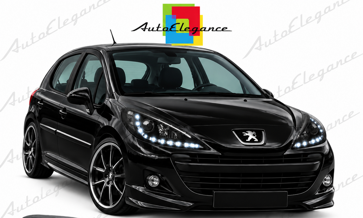 ART.7224 FARI ANTERIORI ADATTO PER PEUGEOT 207 06-12 NERI LED