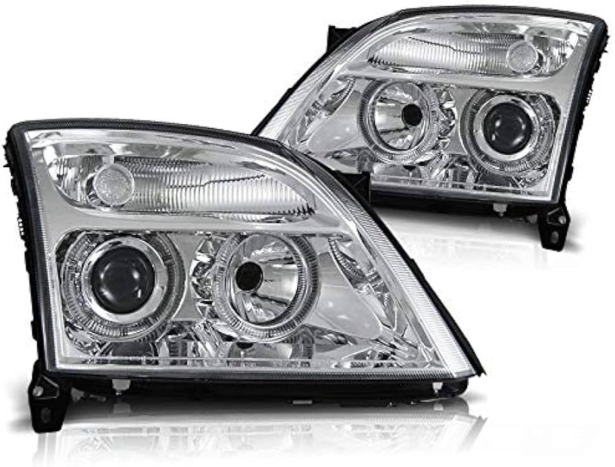 💫ART.6146 FARI ANTERIORI per OPEL VECTRA C 2002-2005 OCCHI D'ANGELO CROMATI💫
