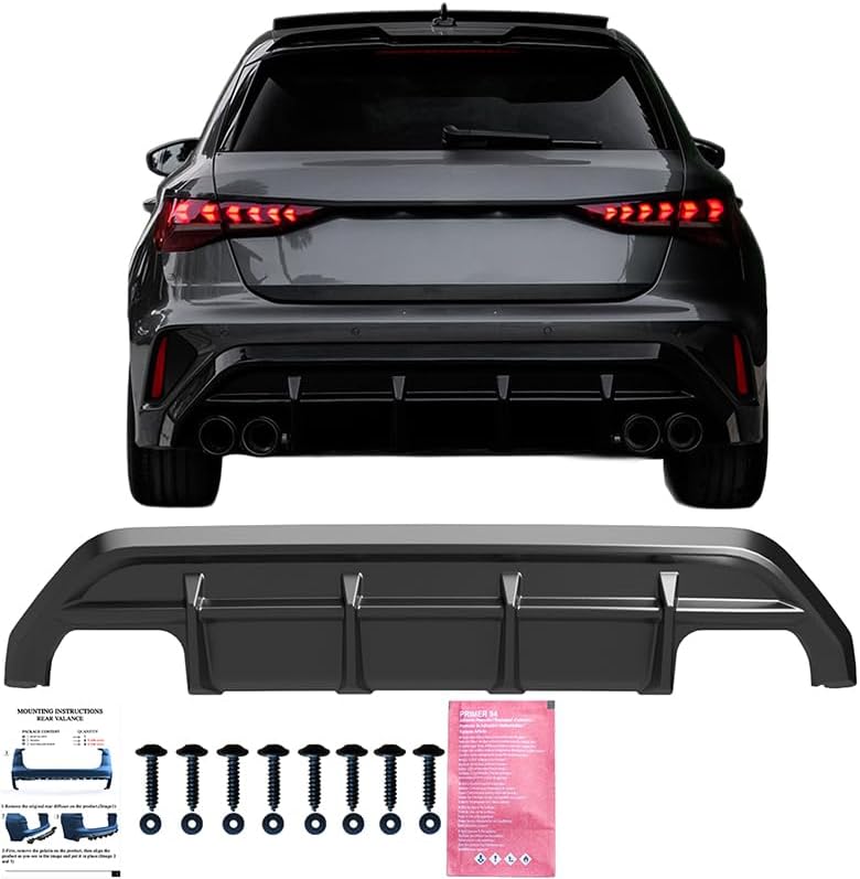 💫ART.8798 Diffusore Posteriore Nero Lucido per Audi A3 (8Y) S-Line/S3 Facelift 2025+💫