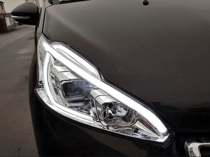 😎FARI ANTERIORI TUBO LUCE CROMATO ADATTO PER PEUGEOT 208 12-15😎