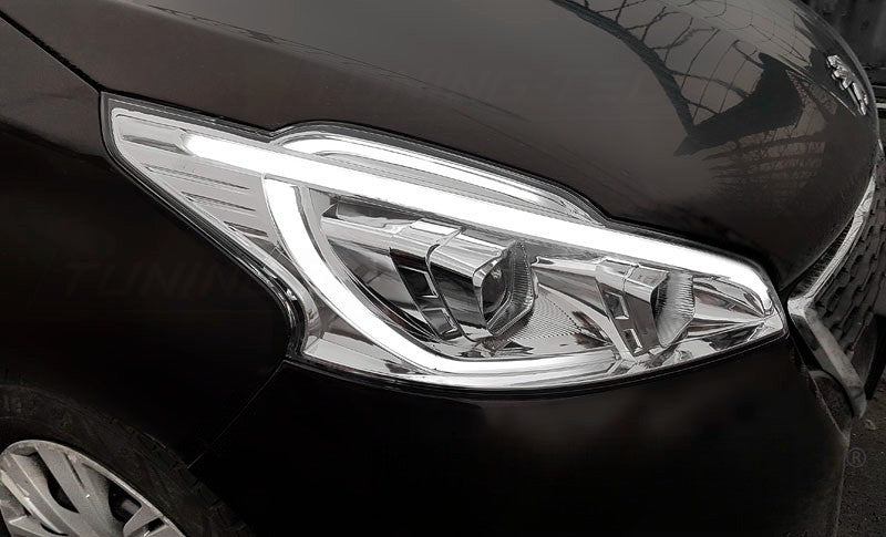 😎FARI ANTERIORI TUBO LUCE CROMATO ADATTO PER PEUGEOT 208 12-15😎