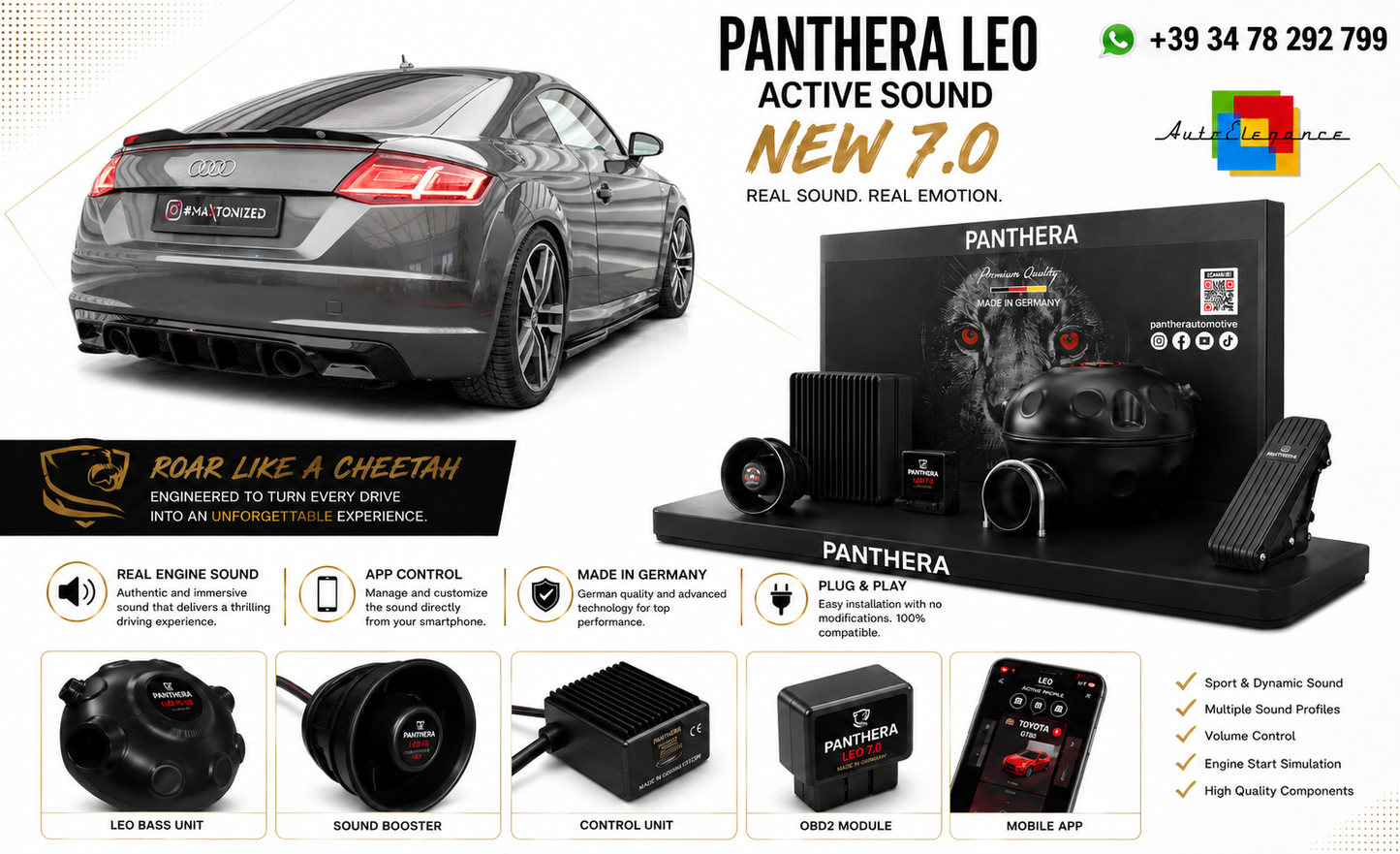 💫ART.2672 PANTHERA Soundsystem Booster 7.0 - Audi TT S-Line 8S 2014-💫