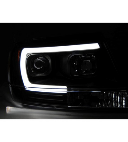 💕 Fari Anteriori Adatto per Jeep Grand Cherokee 99-05 LED Tube Neri 💕