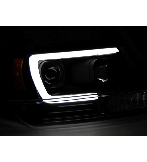 💕 Fari Anteriori Adatto per Jeep Grand Cherokee 99-05 LED Tube Neri 💕