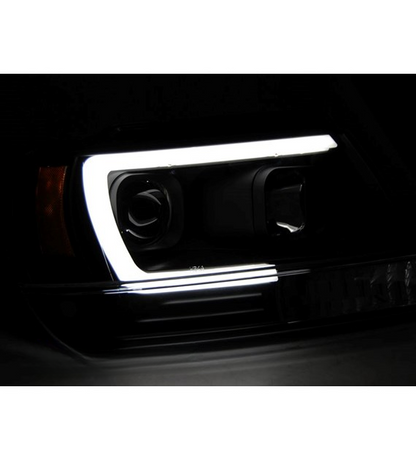 💕 Fari Anteriori Adatto per Jeep Grand Cherokee 99-05 LED Tube Neri 💕