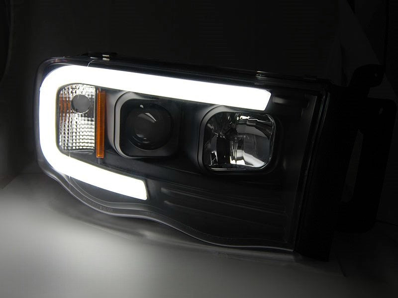 💫 ART.6019 Fari anteriori TUBE LIGHT neri adatti per Dodge Ram 2002–2006 💫