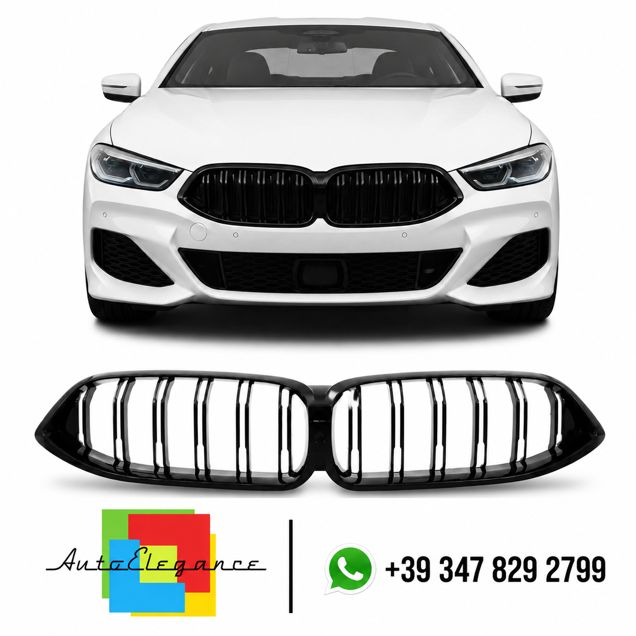 👉Griglia nera lucida a doppia linea adatta per BMW Serie 8 G14 G15 G16 18-21👈