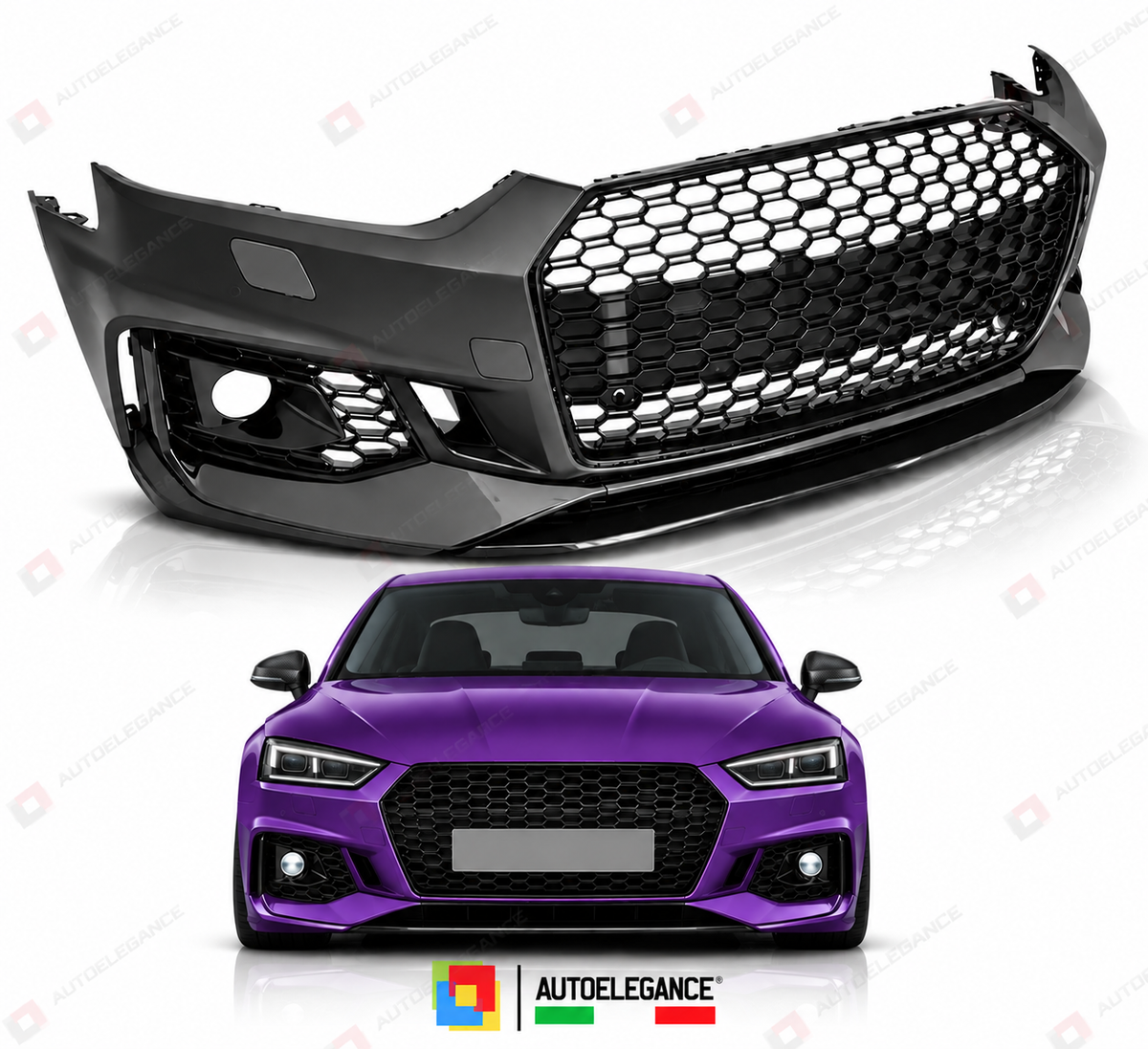 PARAURTI ANTERIORE SPORT NERO PDC ADATTO PER AUDI A5 F5 16-18 LOOK RS5