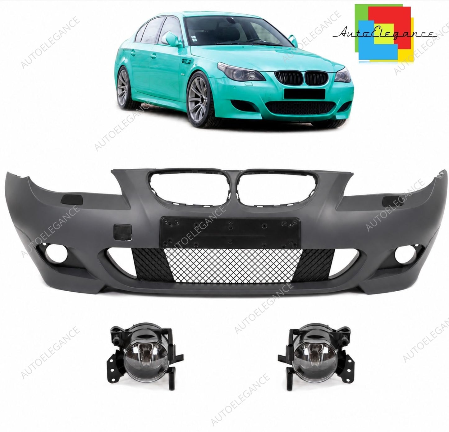 👉Paraurti Anteriore adatto per BMW E60 E61 03-10 con fori SRA e Fendinebbia👈