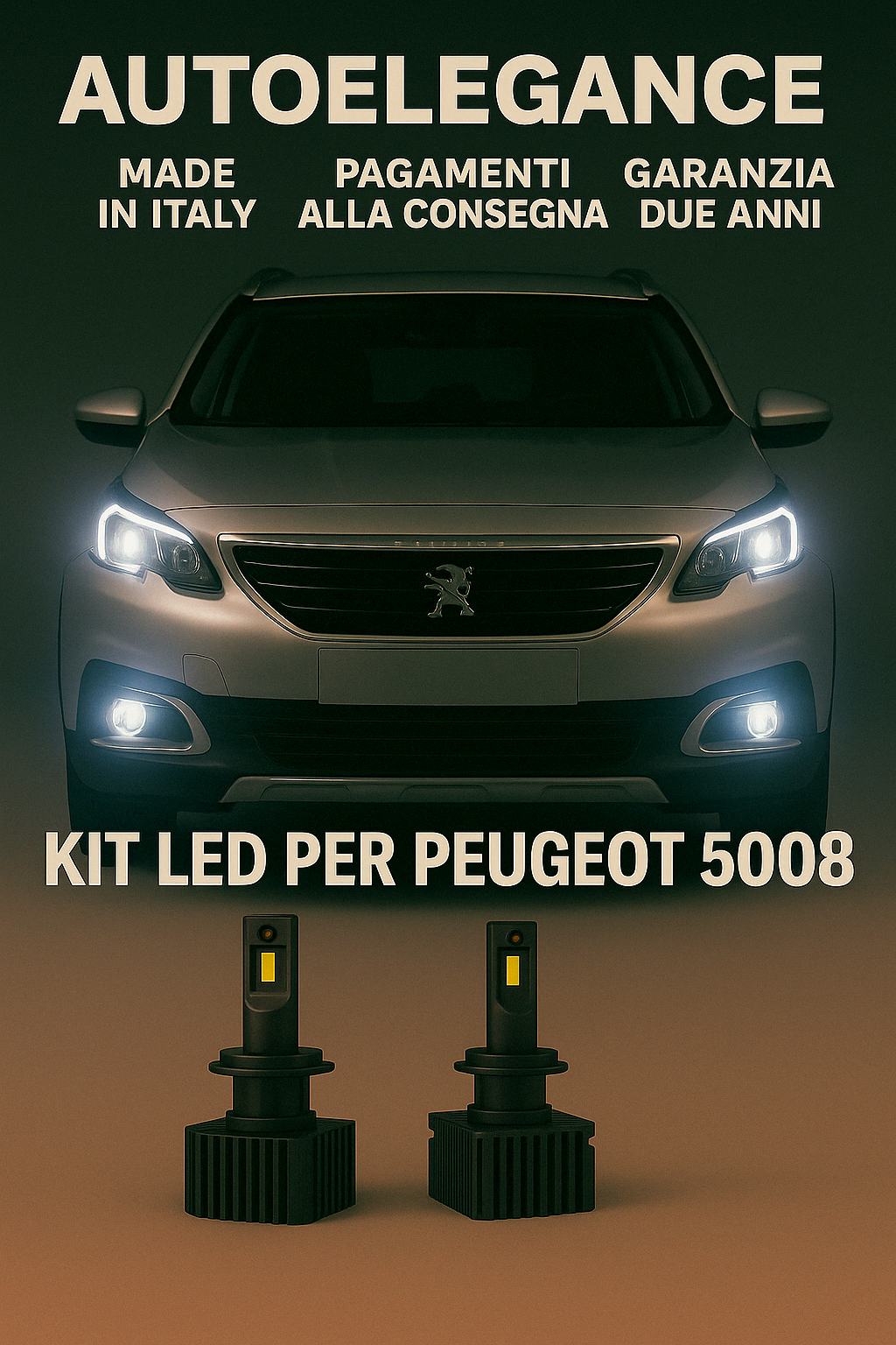 ❤️ KIT LED D1S 6000K BIANCO GHIACCIO ANABBAGLIANTI PER  PEUGEOT 5008 ❤️