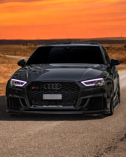 ⭐GRIGLIA ANTERIORE ADATTO PER  AUDI A3 8V 2017-2020 LOOK RS3 NERO LUCIDA⭐