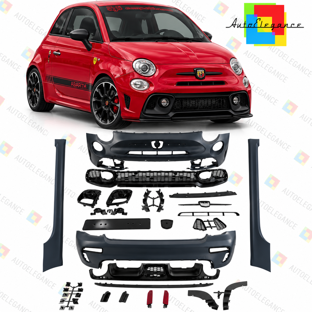 💕ART.10646 Bodykit adatto per FIAT 500, 07-15 look abarth💕