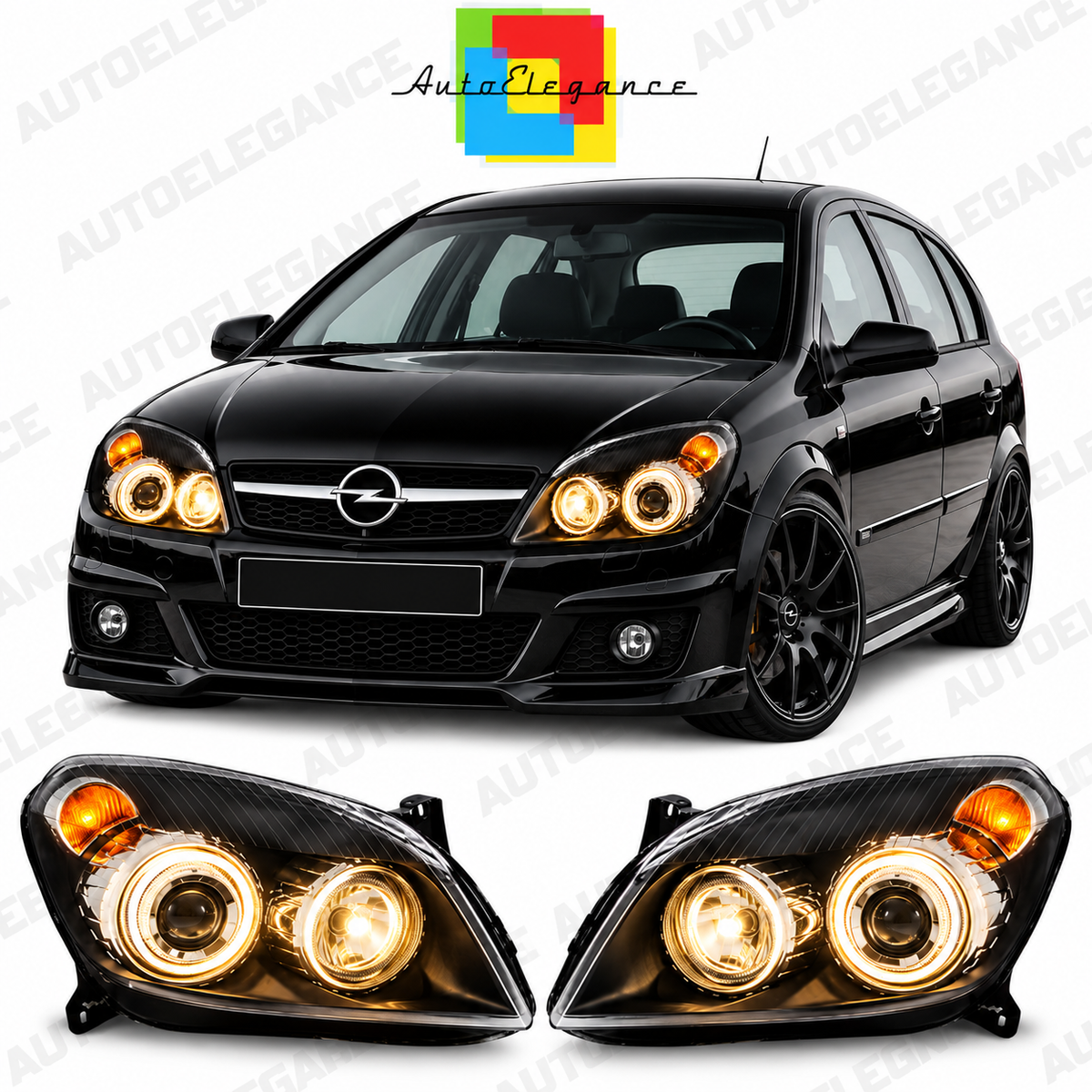 ART.2101 FARI ANTERIORI ASTRA H 2004-2009 LED  NERO